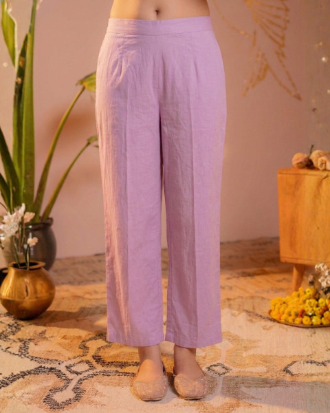 Lavender Embroidered Cotton Kurta Salwar Set