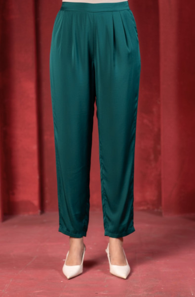 Bottle Green Embellished Viscose Co-ord Set with Bead Detailing