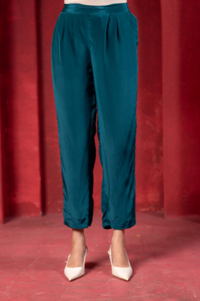 Teal Embellished Viscose Co-ord Set with Bead Detailing