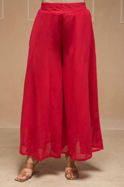 Fuchsia Solid Poly Georgette Tunic and Sharara Co-ord Set with Sequence and Zari Work