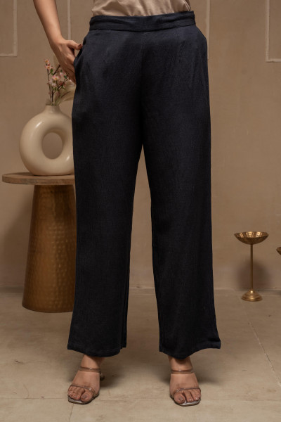 Grey Embroidered Viscose Co-ord Set with Thread Work Detailing