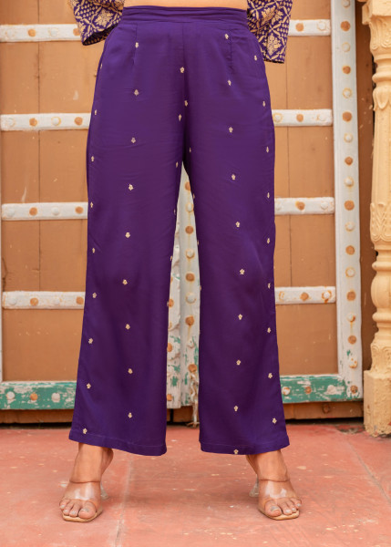 Purple Gold Geometric printed Kurta With Pants