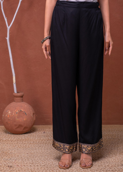 Polycotton Mustard Embroidered Kurta Pant Set with Mirror, Thared Work & Tassels