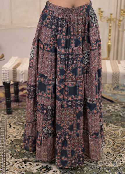 Mustard Floral Embroidered Co-ord Set with Mirror & Thread Work