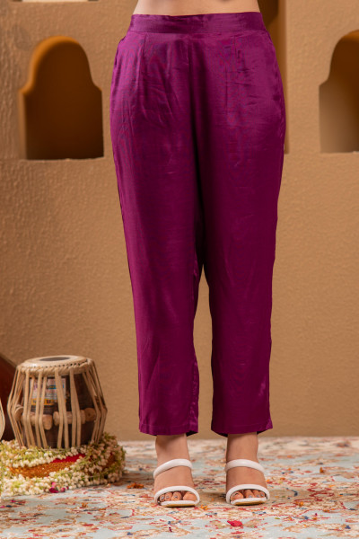 WINE Manmade Fiber Straight Kurta Pant And Dupatta Set with Mirror, Thread, Dori & Sequin Work