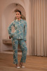 Mint Floral Printed Co-ord Set with Button Details