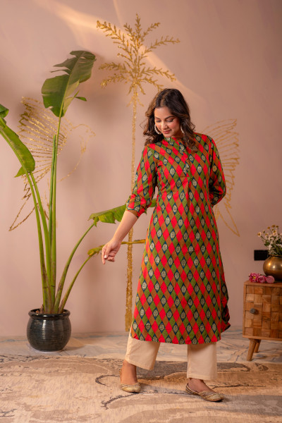 Geometric Printed Straight Kurta