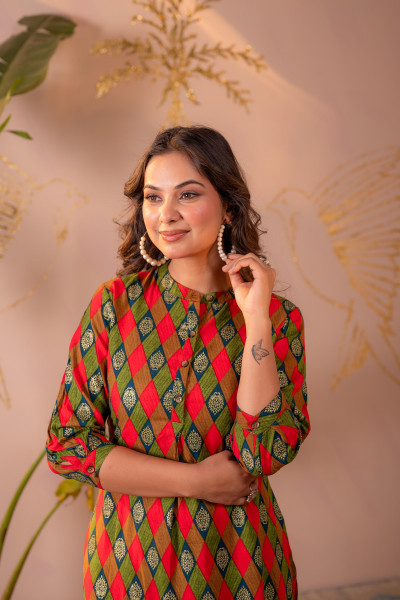 Geometric Printed Straight Kurta