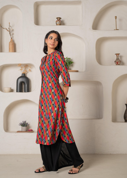 Geometric Printed Straight Kurta