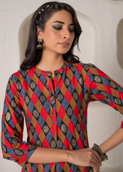 Geometric Printed Straight Kurta
