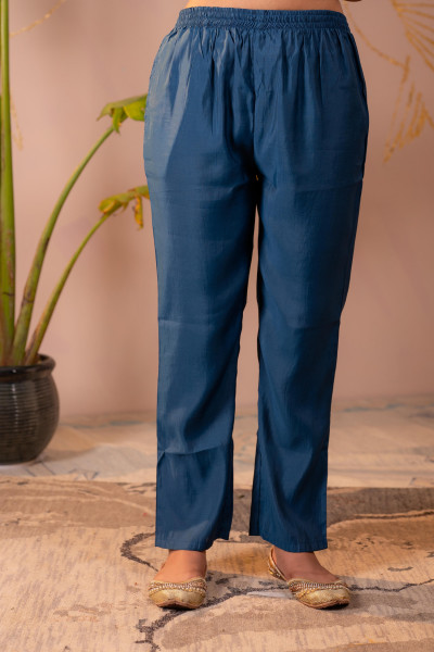 Teal Embroidered Suit Set with Printed Floral Dupatta