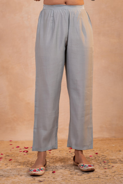 Gray Serenity Embroidered  Suit Set