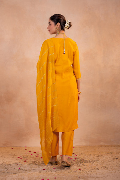 Mustard Serenity Embroidered  Suit Set