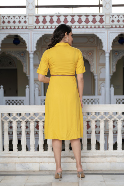 Lamora Mustard Yellow  Shirt Dress