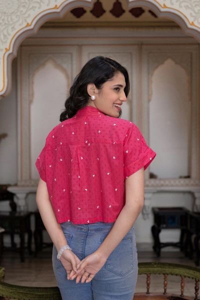 Lamora Pink Heart Sprinkles Boxy Shirt Top