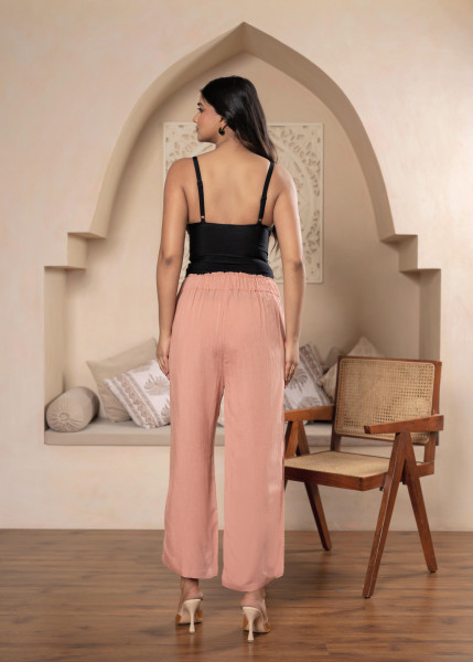 Lamora Women Peach Wide-Leg palazzo with utility pockets
