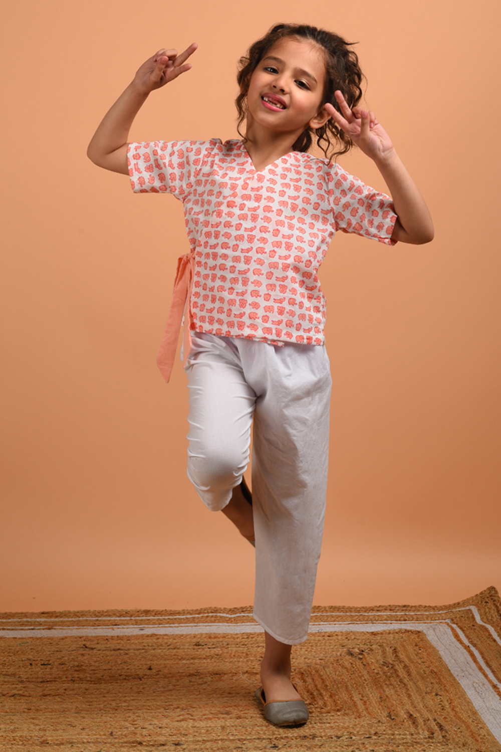 Peach Angrakha Top