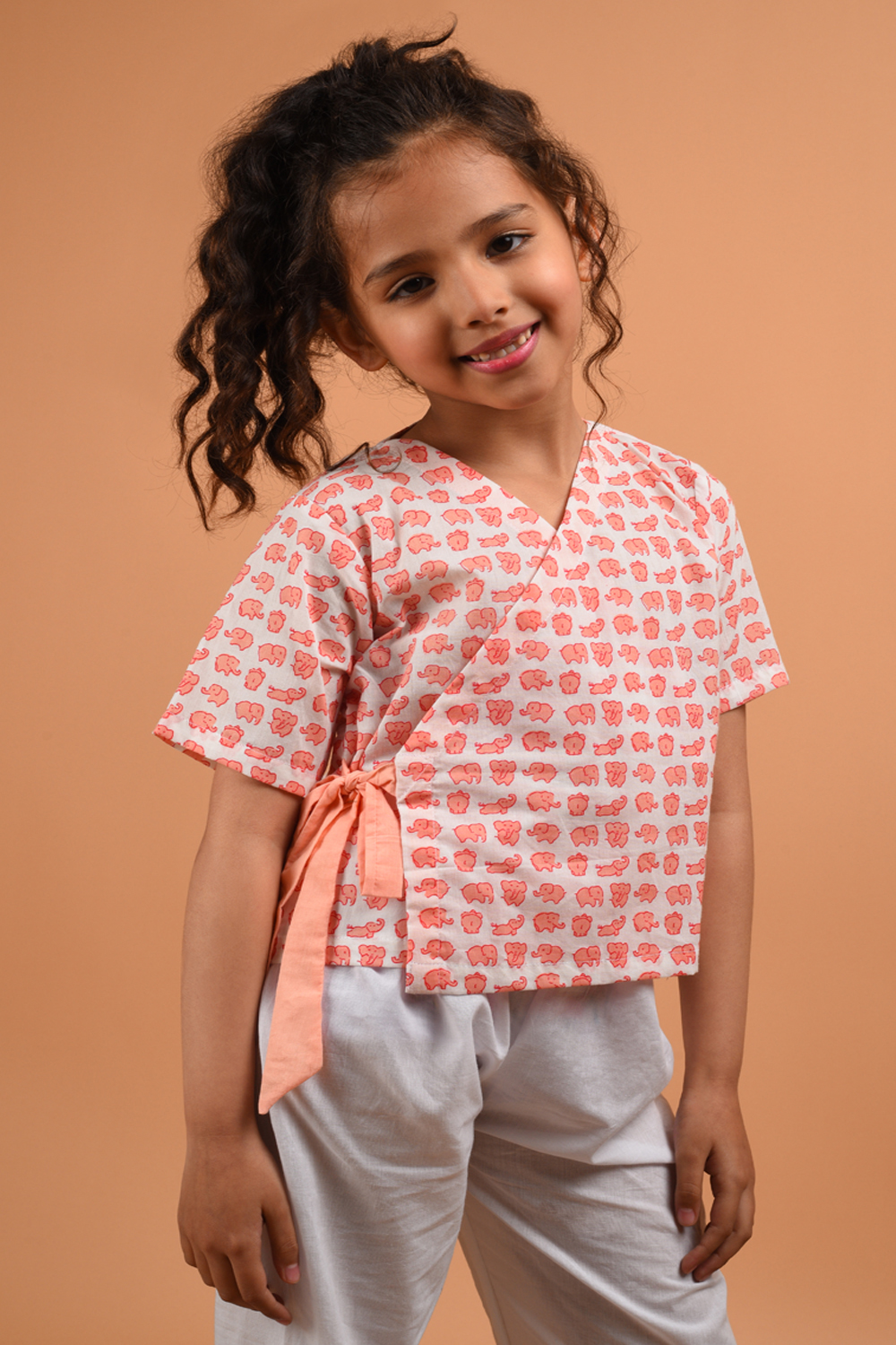 Peach Angrakha Top