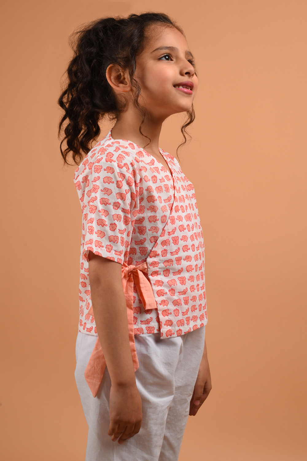 Peach Angrakha Top