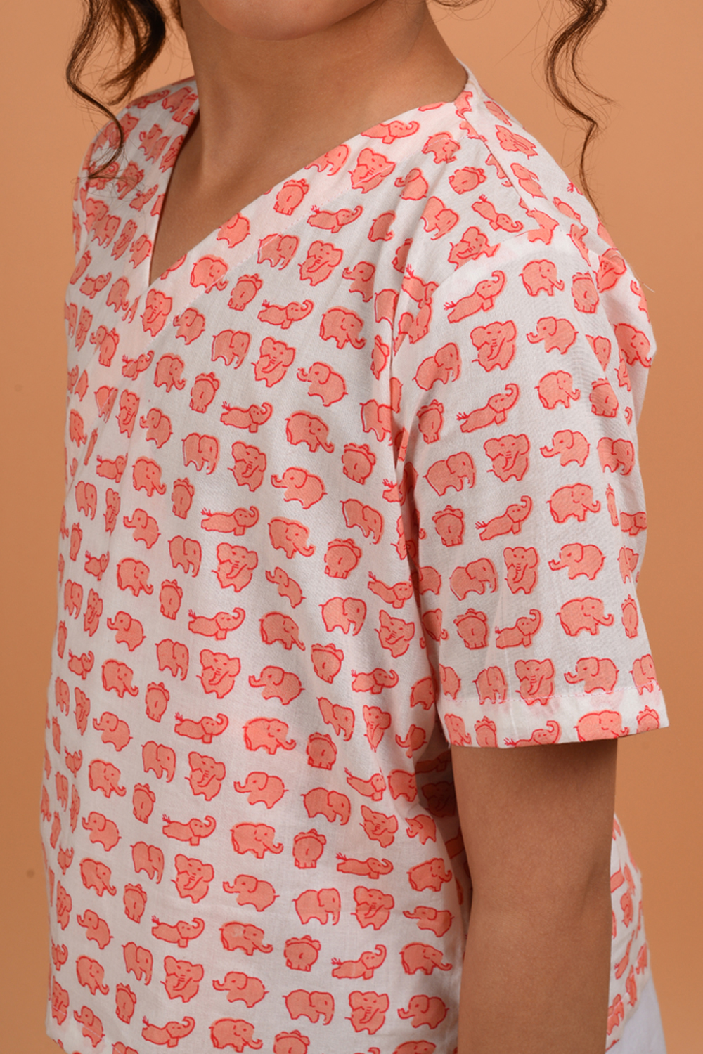 Peach Angrakha Top
