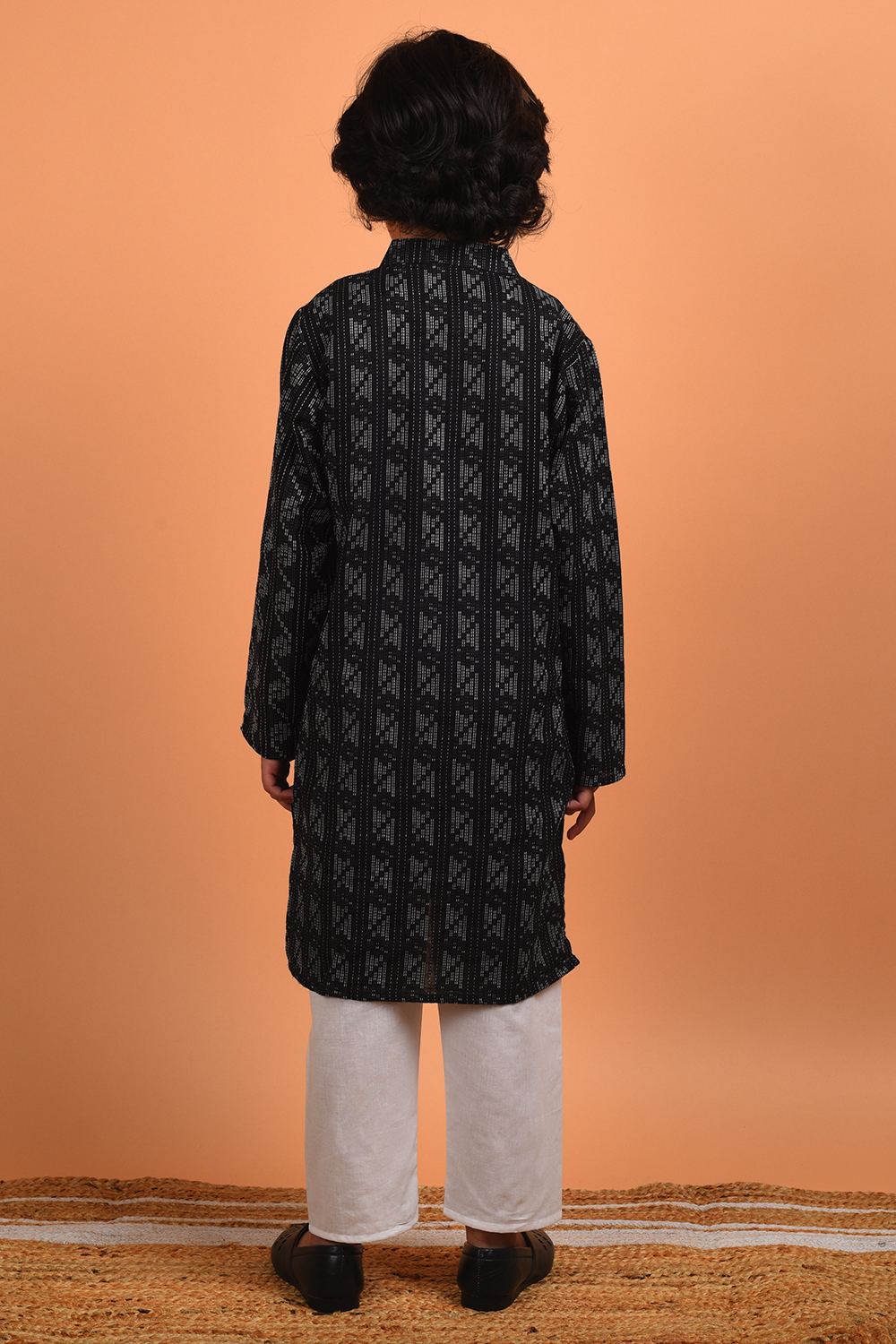 Black Kantha Kurta Set