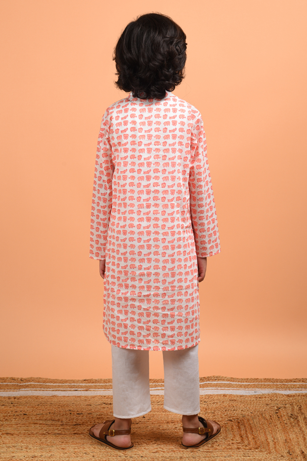 Peach Elephant Kurta Set