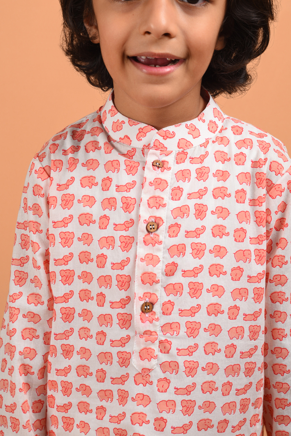 Peach Elephant Kurta Set