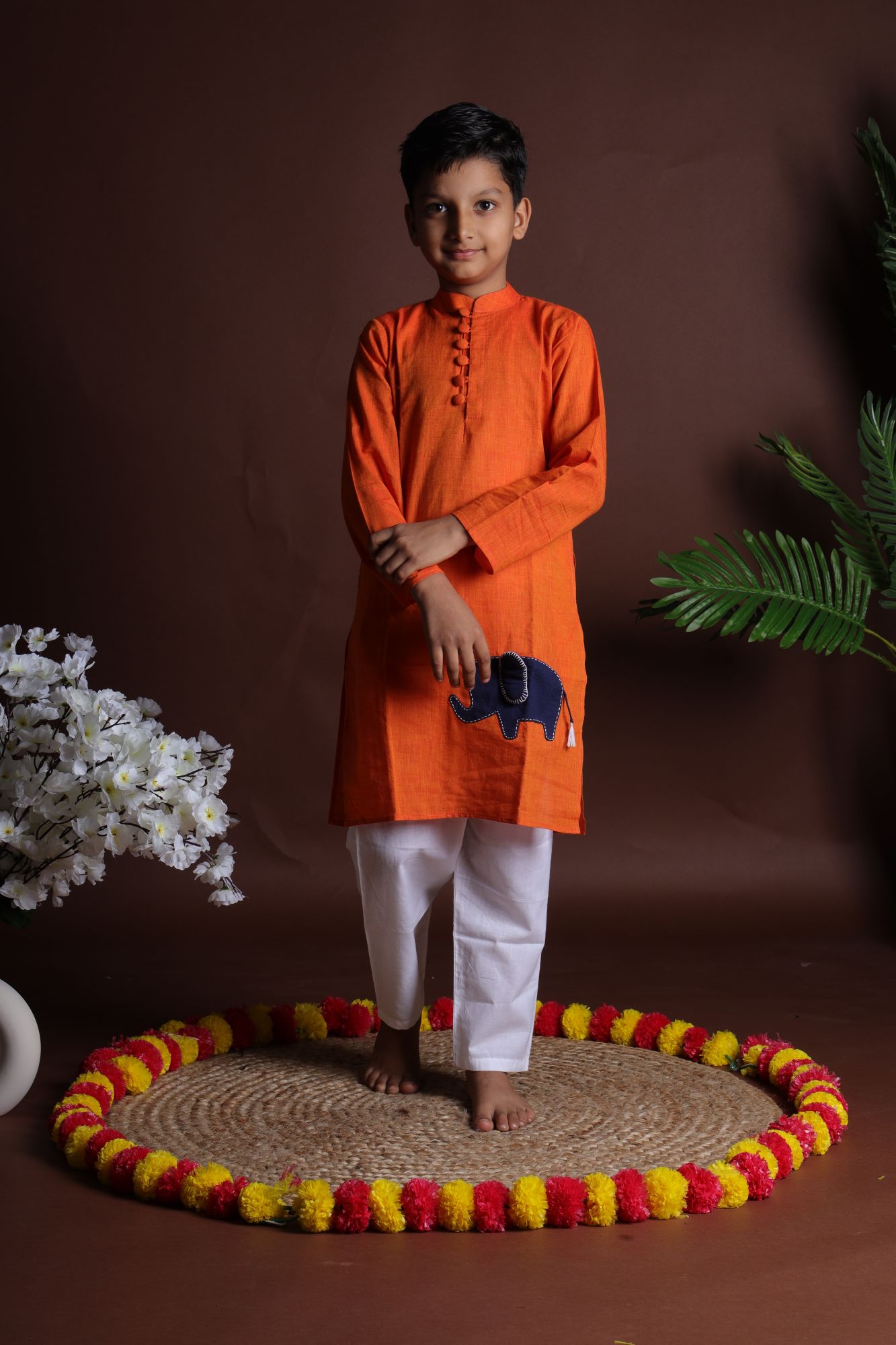 Haathi Orange Kurta Set