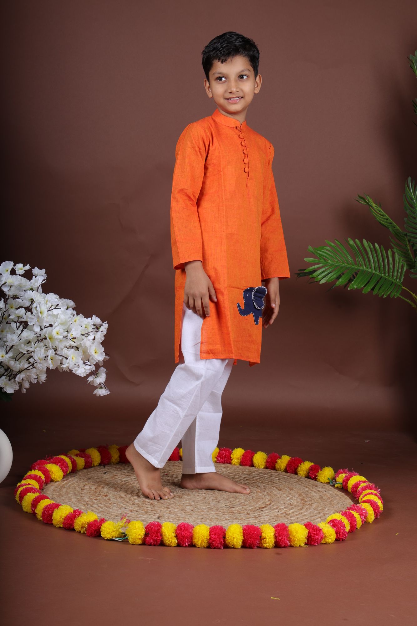 Haathi Orange Kurta Set