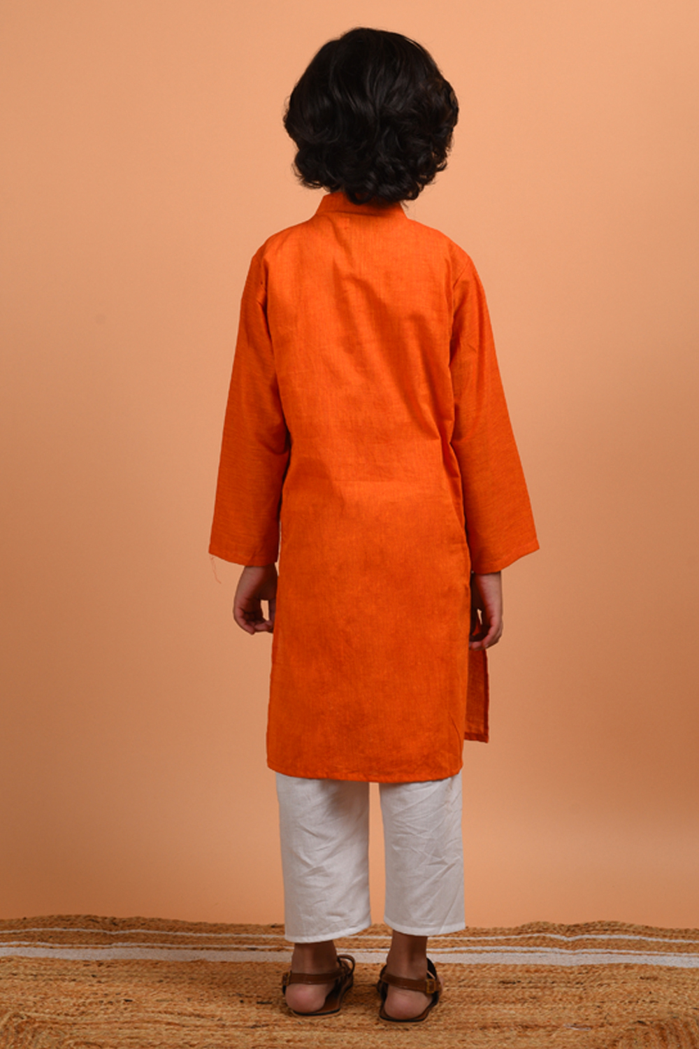Orange Asymmetric Kurta Set