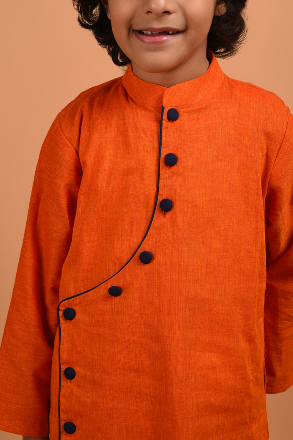 Orange Asymmetric Kurta Set