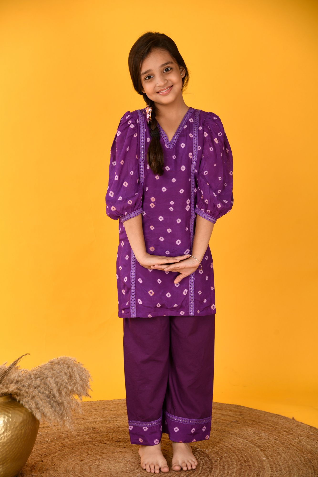 PURPLE BANDHINI SET