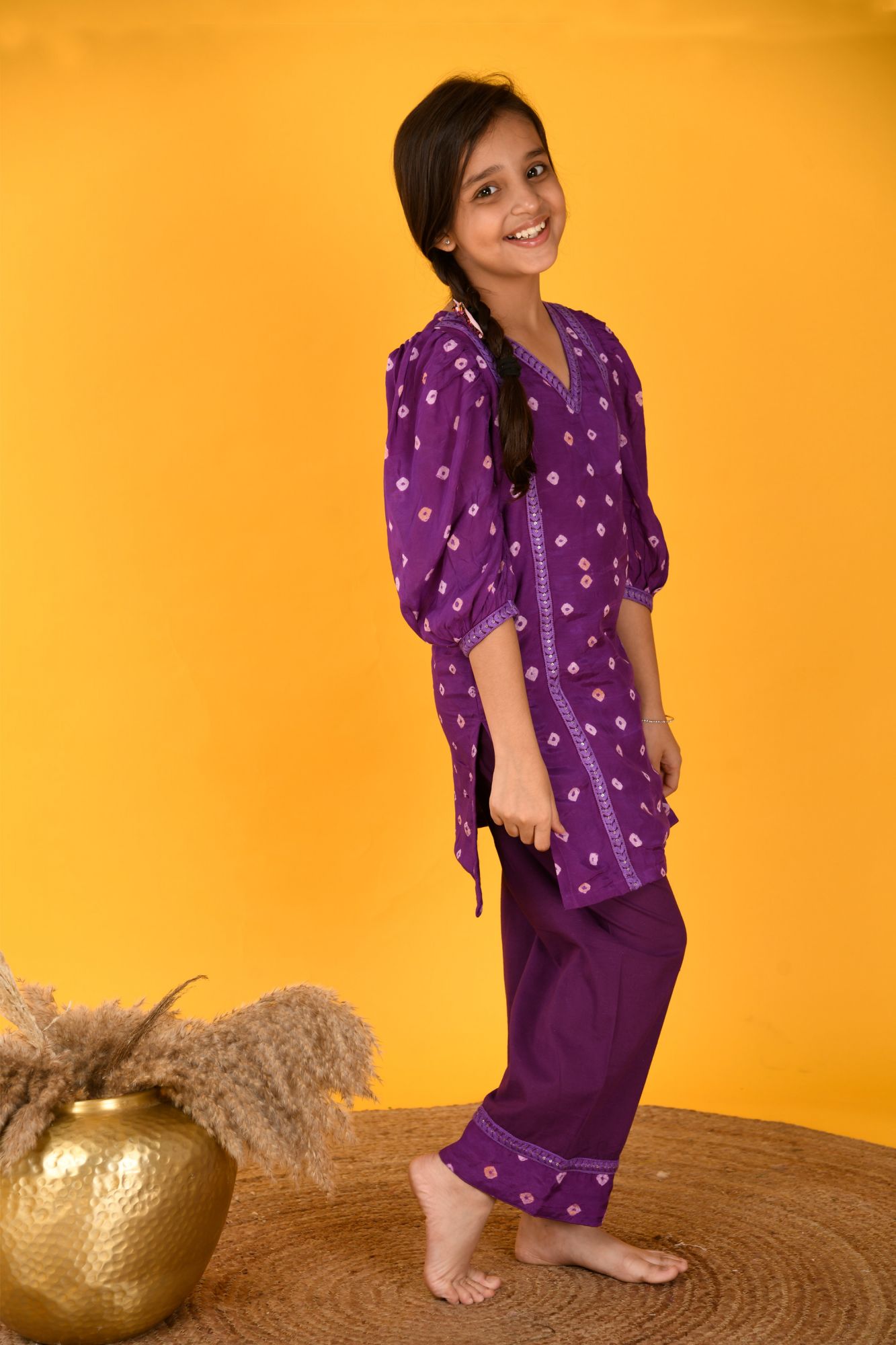 PURPLE BANDHINI SET