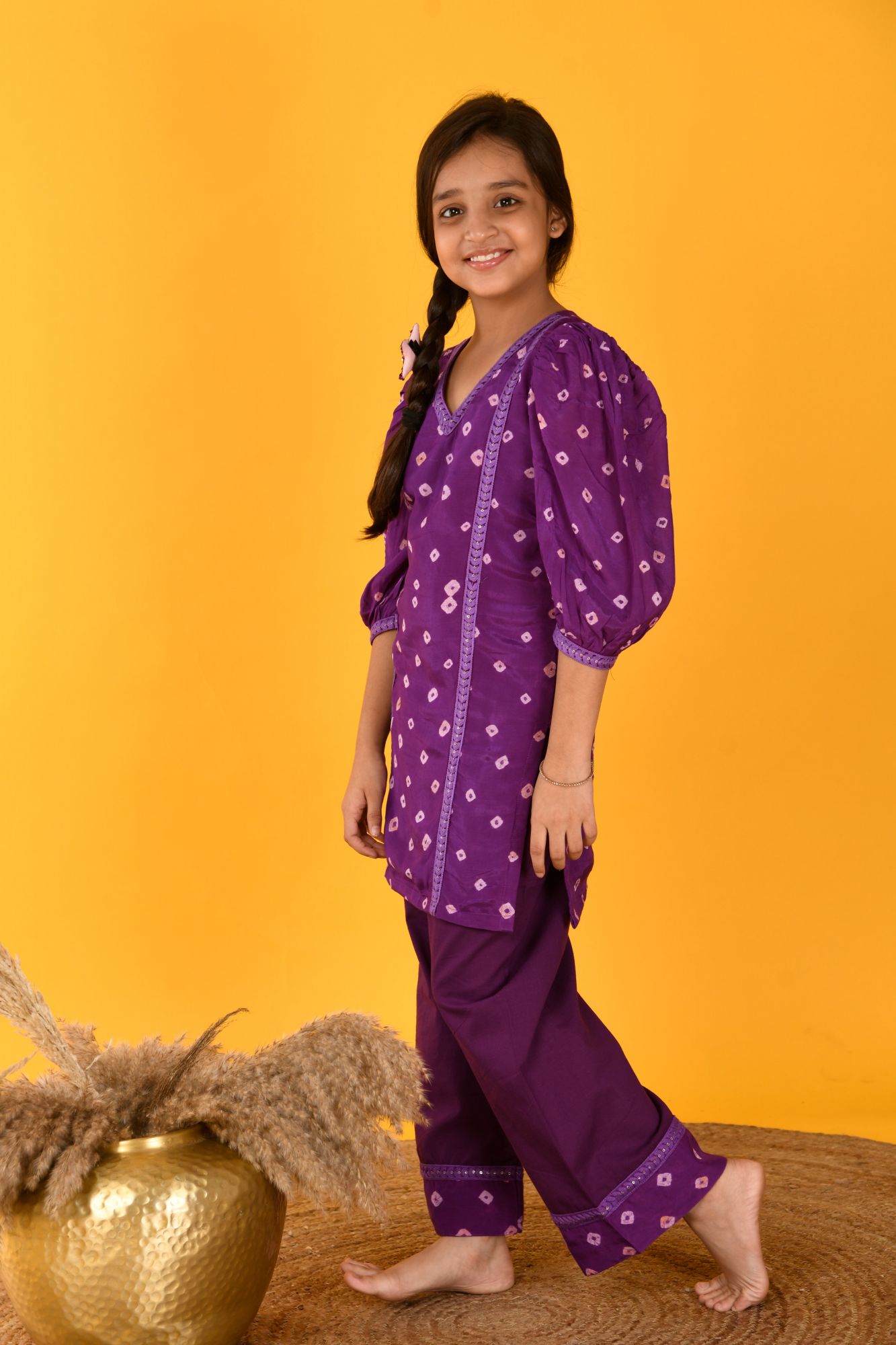PURPLE BANDHINI SET