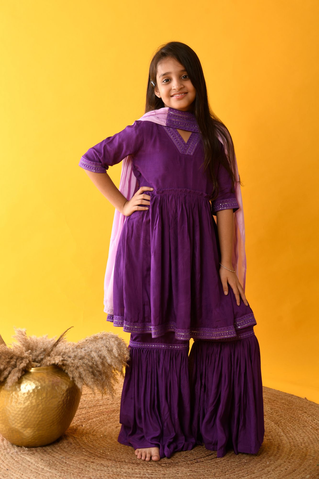 PURPLE SHARARA SET