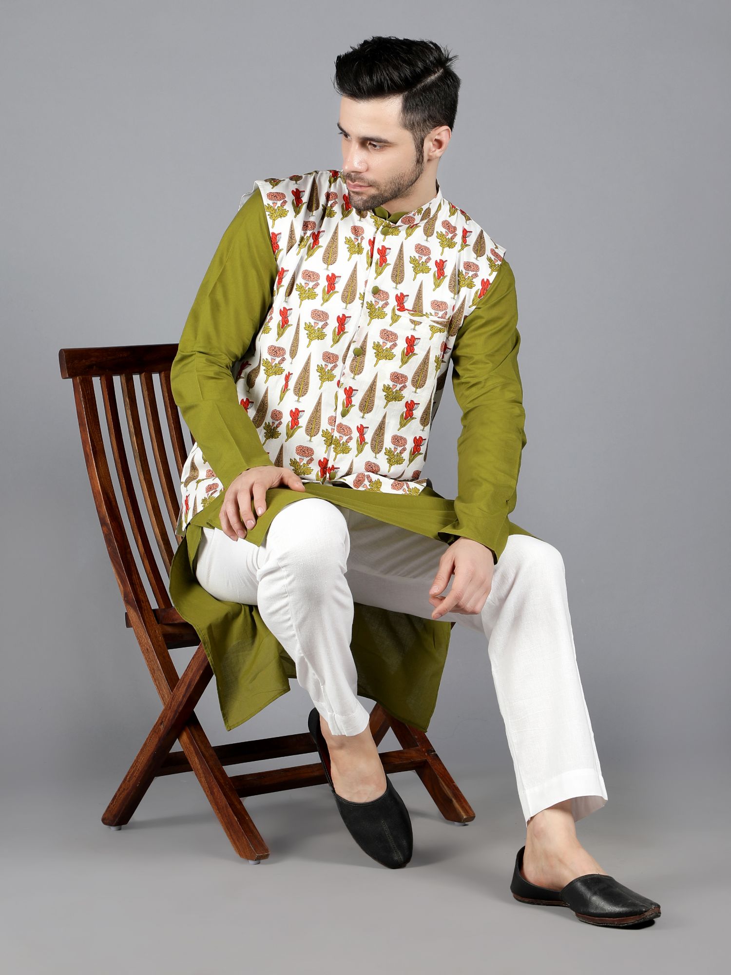Canopus Printed Bundi and Kurta set