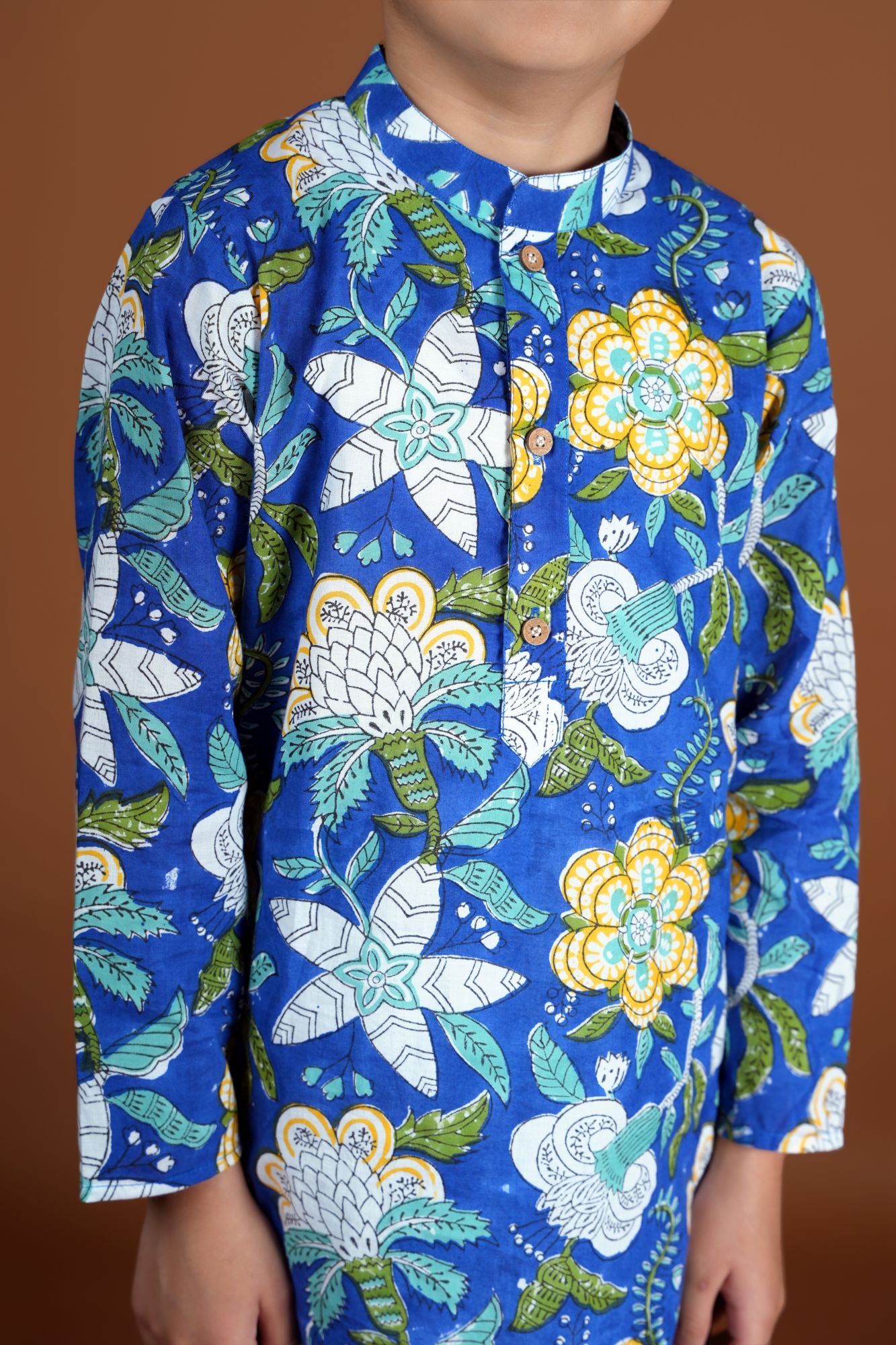 Royal Blue Block Printed Kurta Set