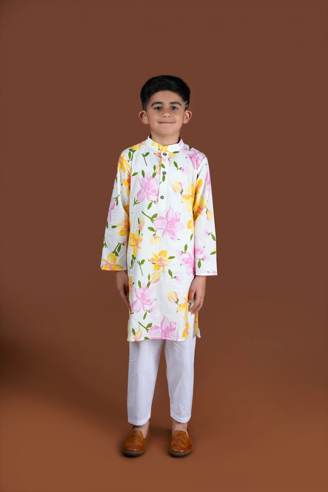 Yellow Floral Print Kurta Set