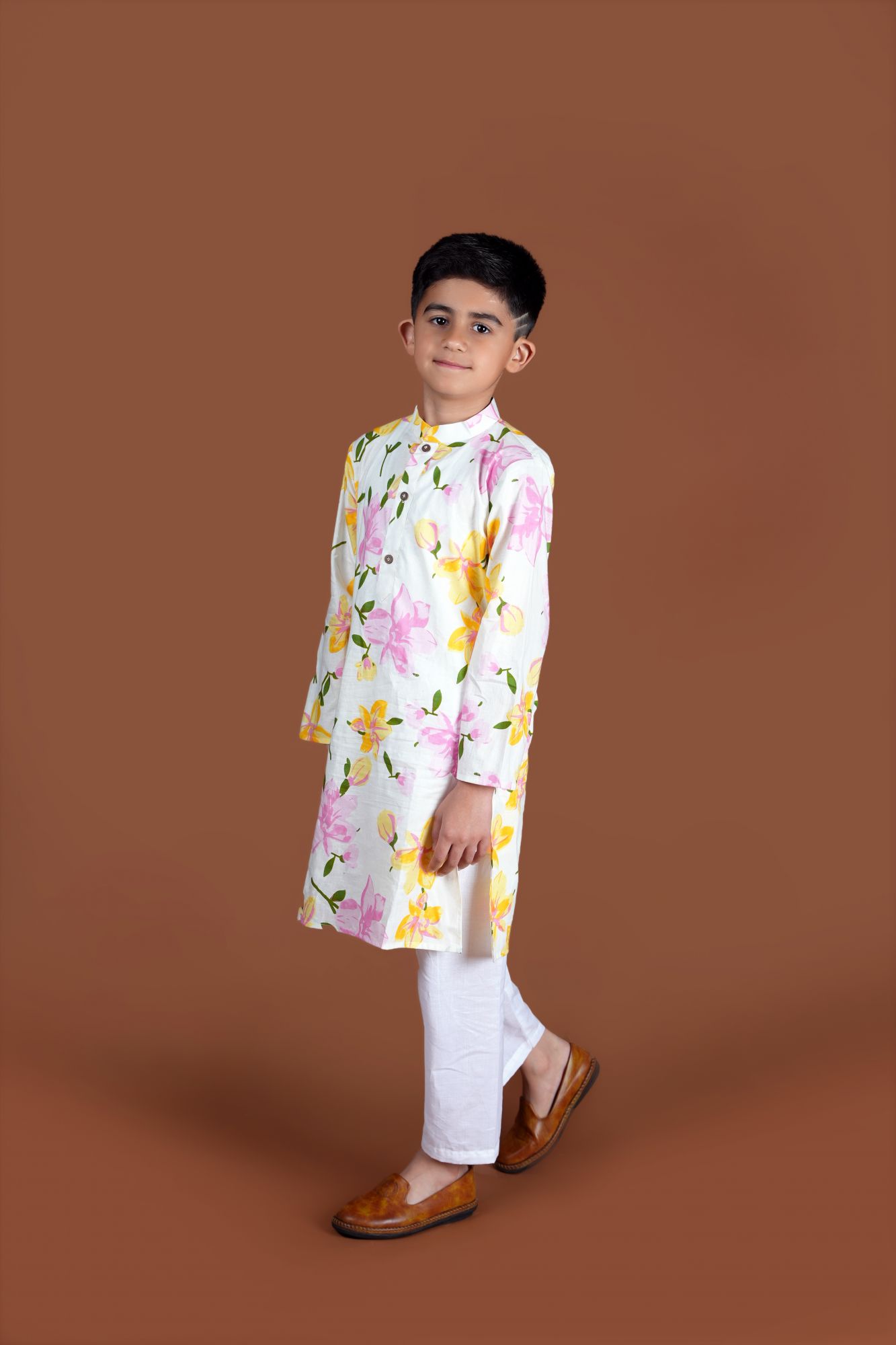 Yellow Floral Print Kurta Set