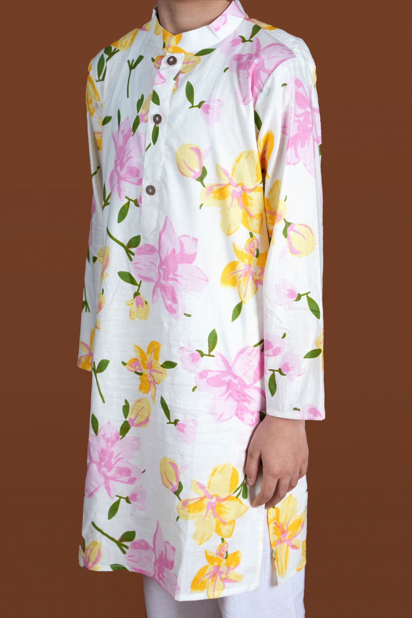 Yellow Floral Print Kurta Set
