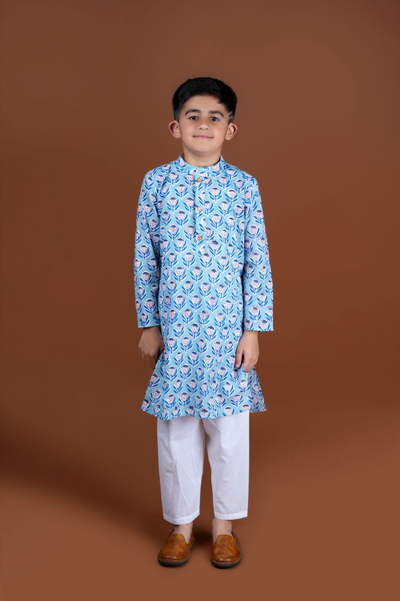Blue Handblock Kurta Set