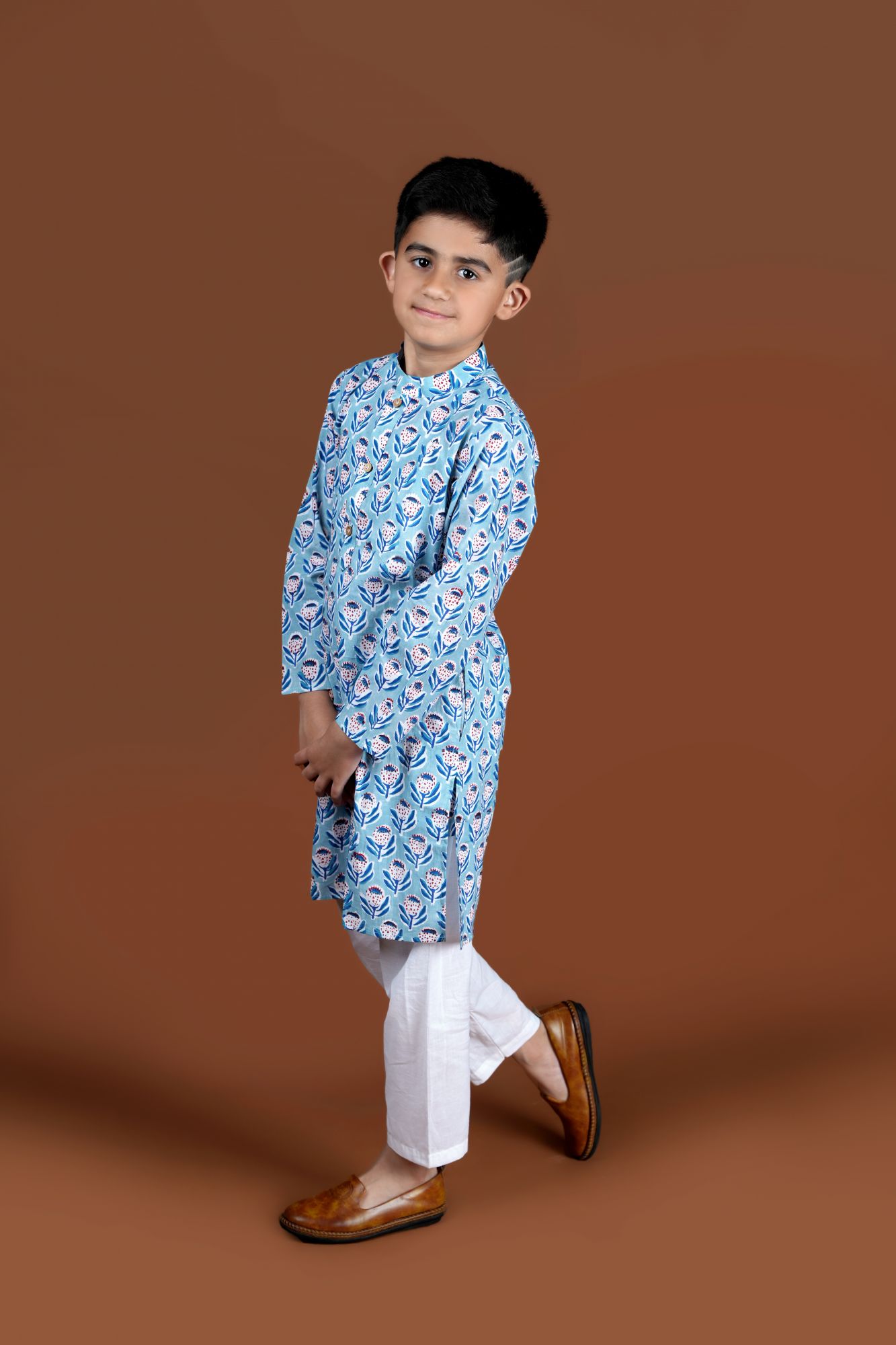 Blue Handblock Kurta Set