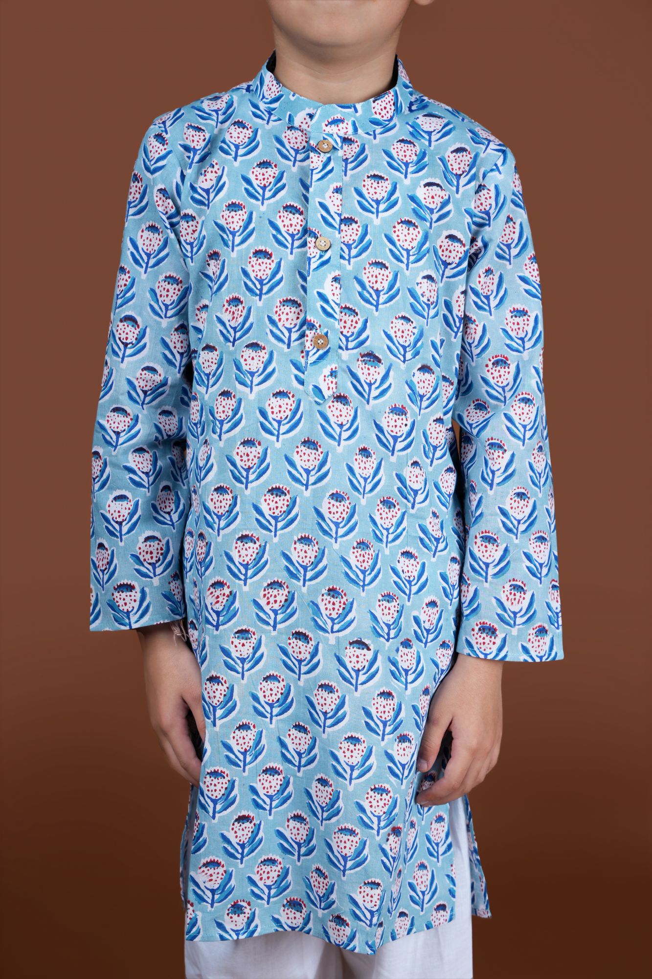 Blue Handblock Kurta Set