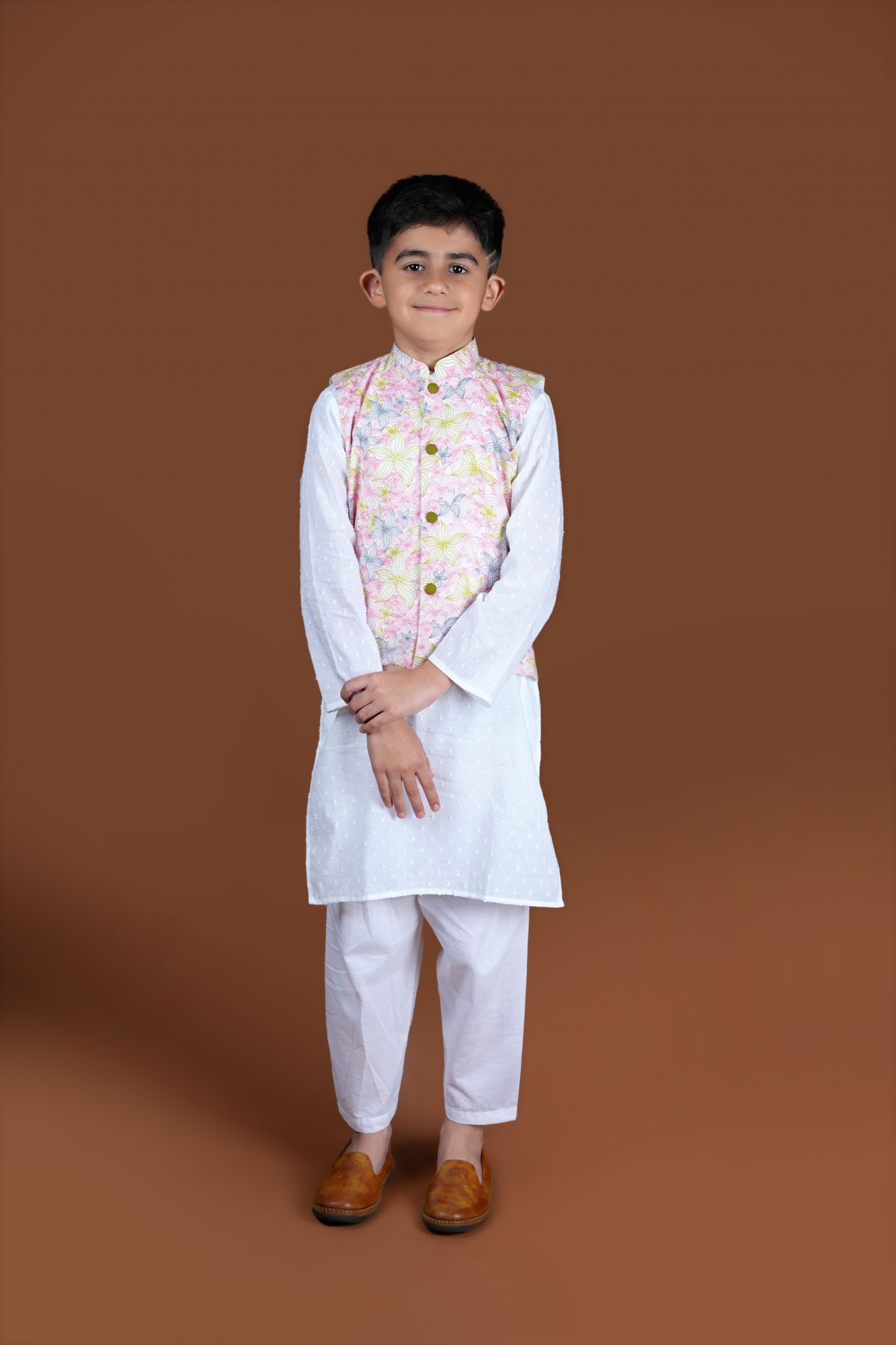 Contour Floral Nehru Jacket and Kurta Set