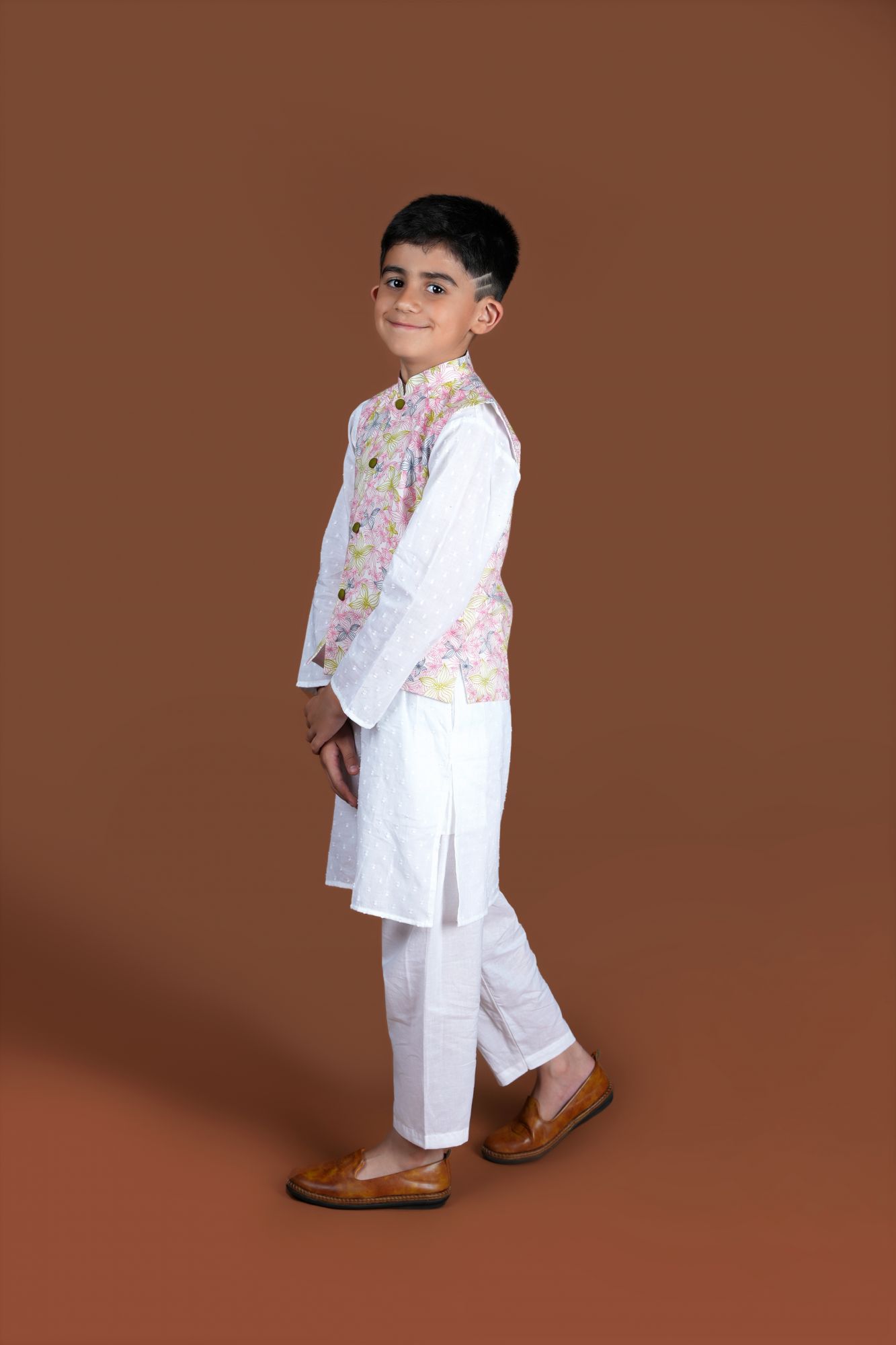 Contour Floral Nehru Jacket and Kurta Set
