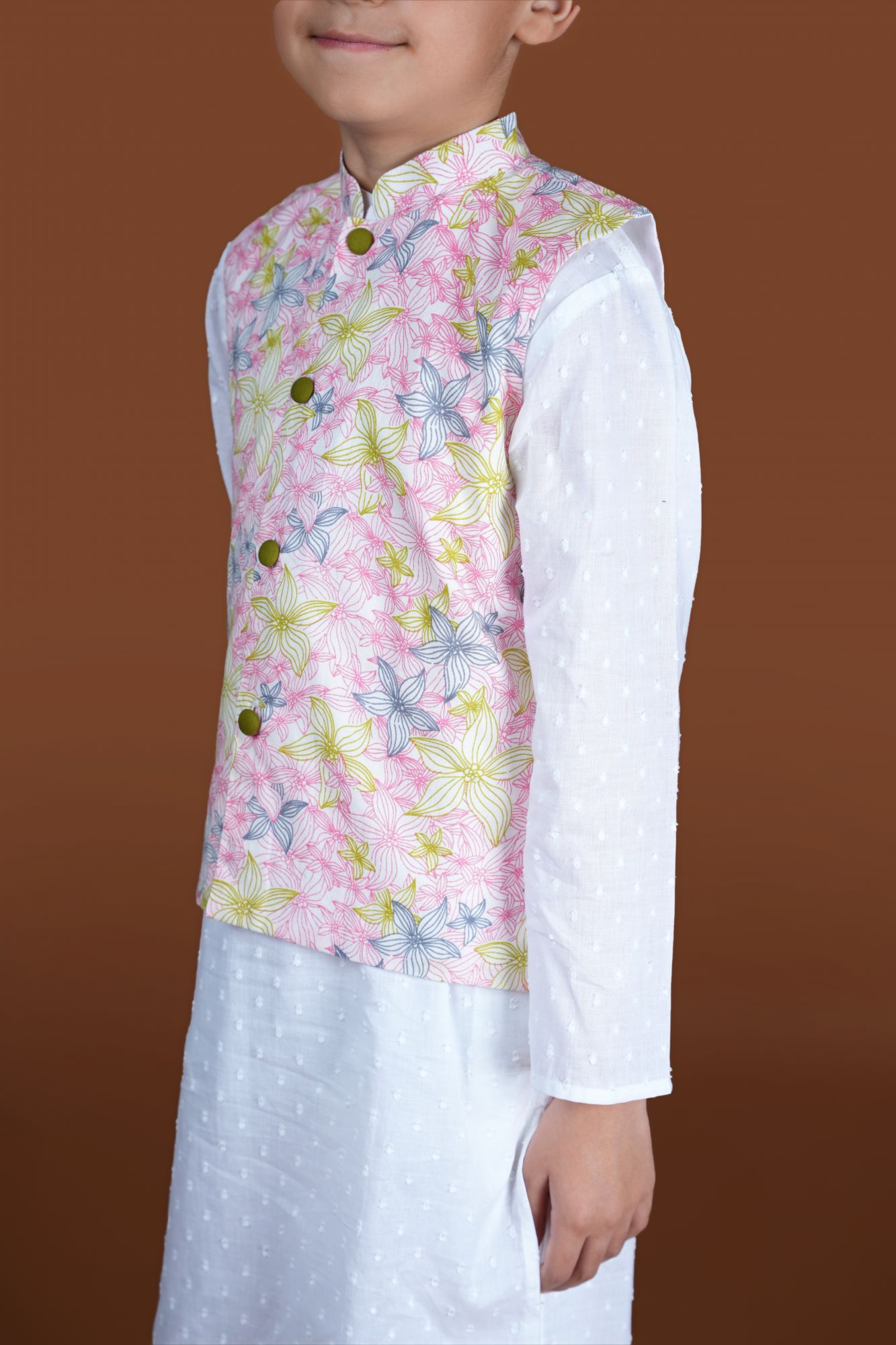 Contour Floral Nehru Jacket and Kurta Set