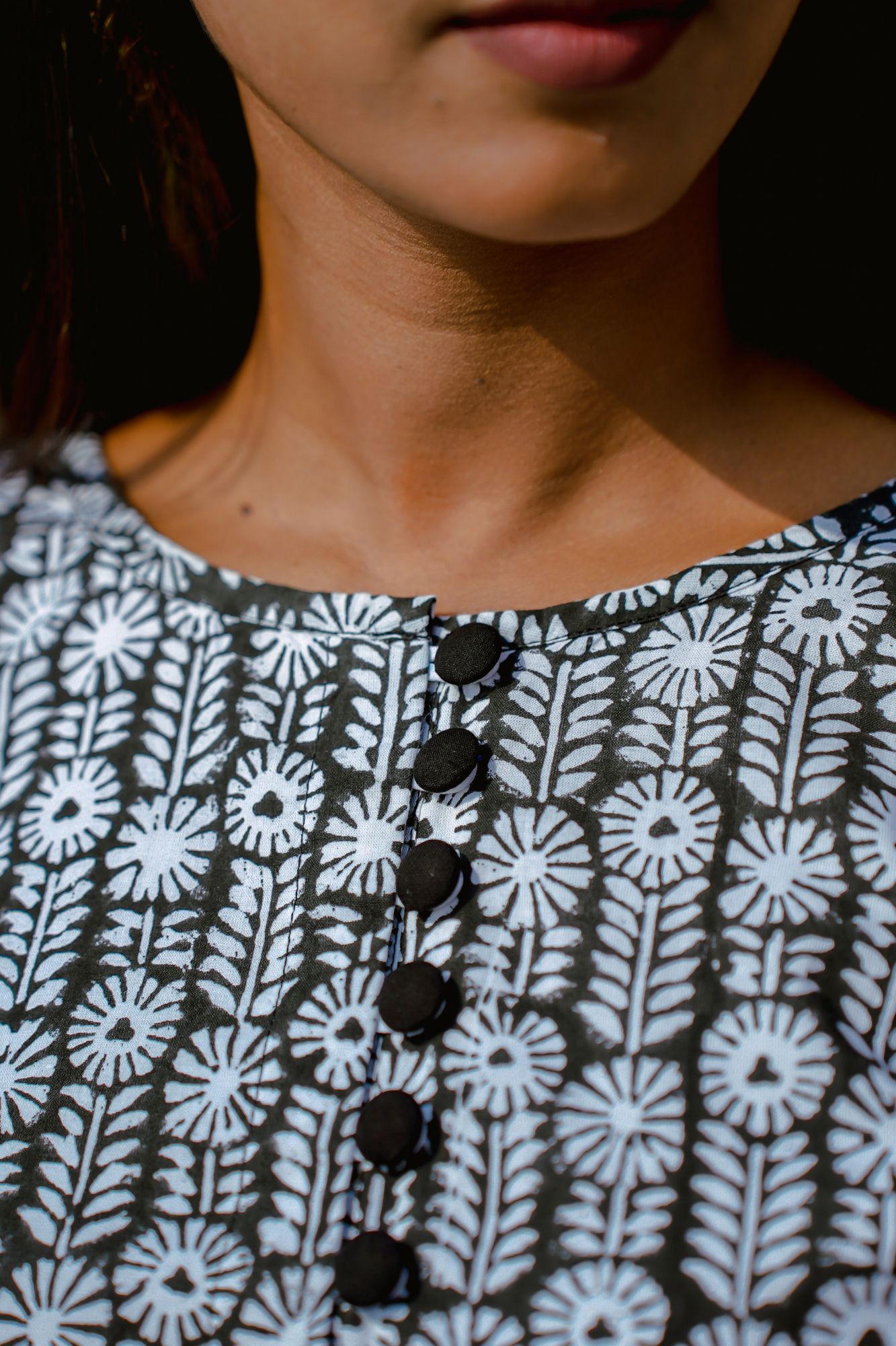 Black Palmette Kurta Set