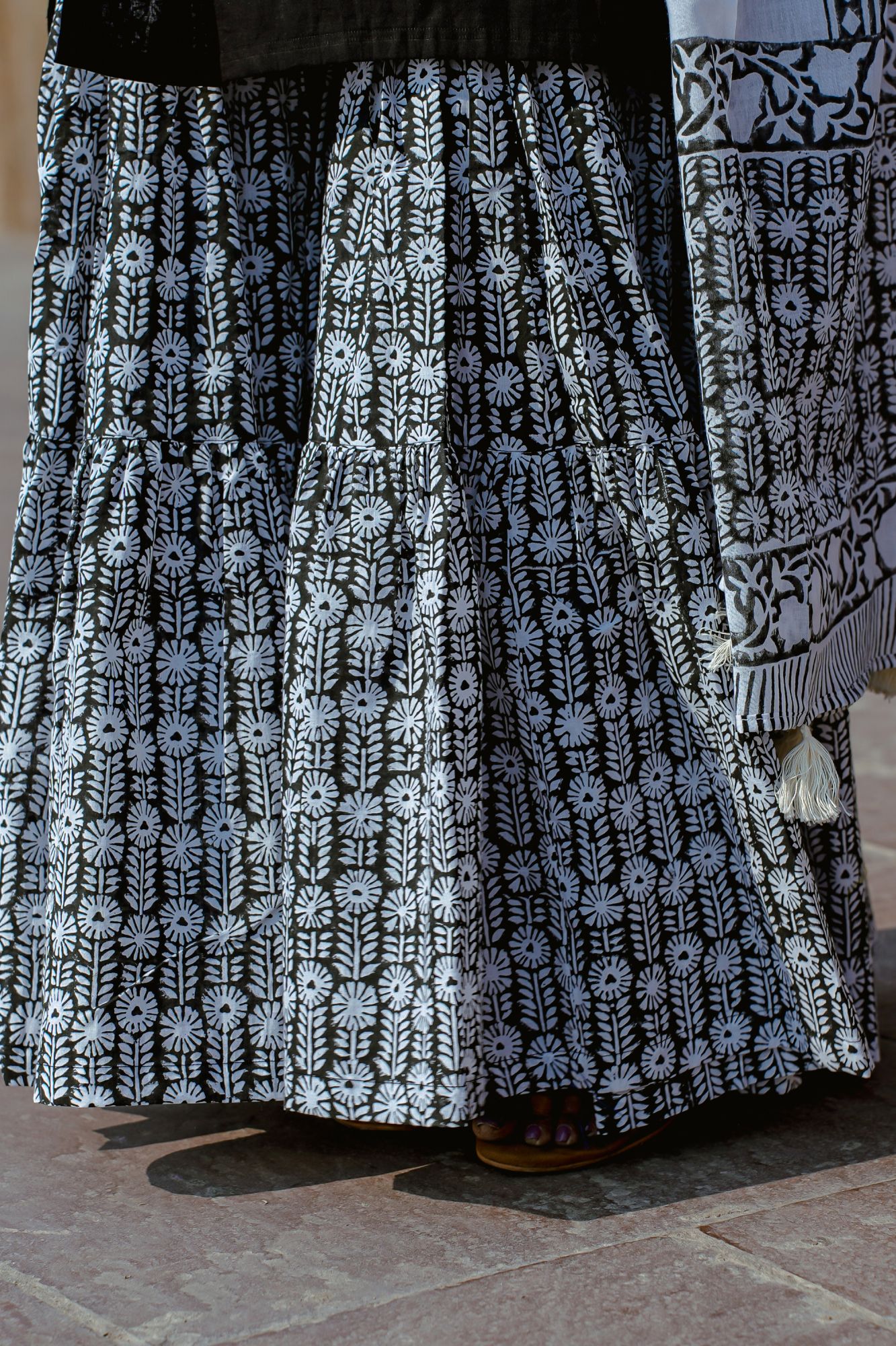 Palmette Hand-block Sharara Set