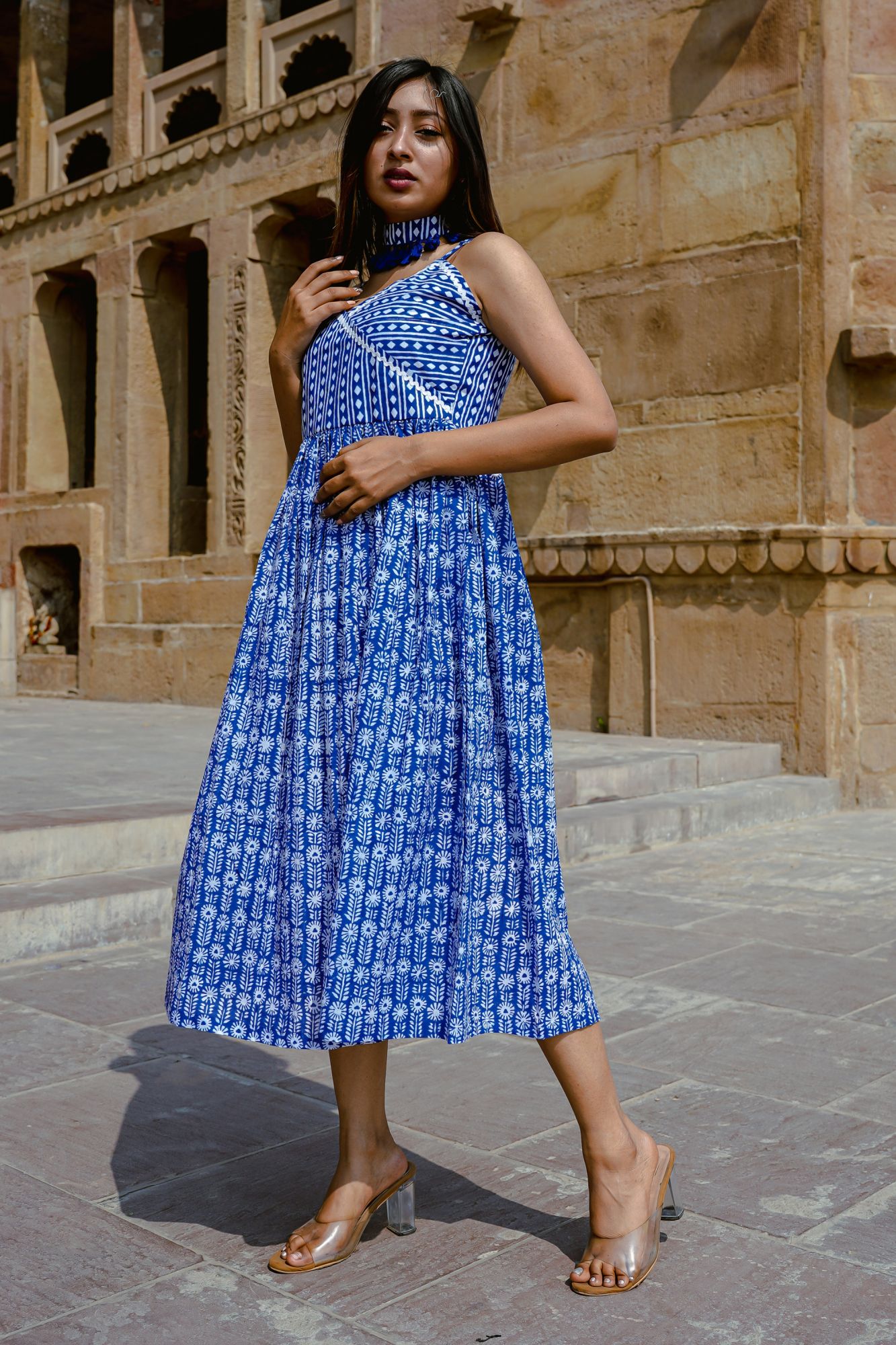 Blue Argyle Cami-Dress