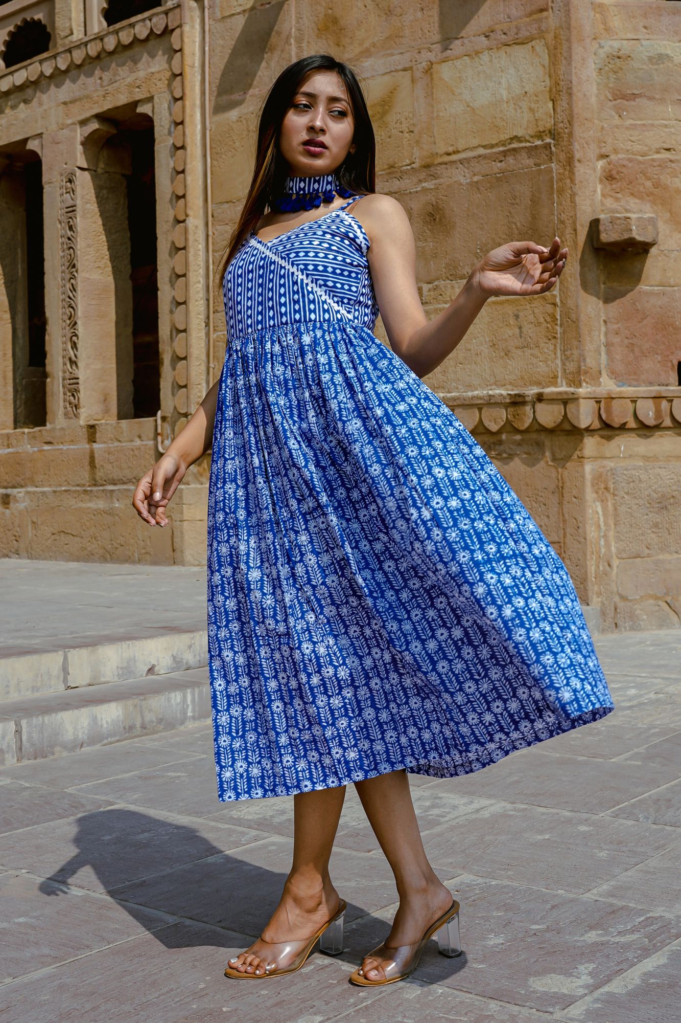 Blue Argyle Cami-Dress